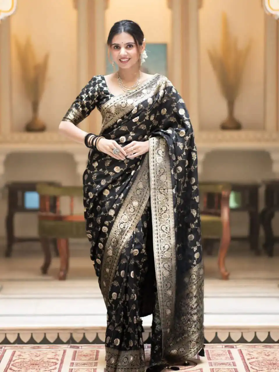 KPR 208 Black in Color Soft Lichi Silk Designer Work Saree . Available at ₹1399 only. Delivery 4-6 Working Days. Shop now. | Designer Sarees, Sarees, Bollywood Sarees, Creative Sarees, Embroidered Sarees, Ethnic Saree, Modern Digital sarees, Party Wear Sarees