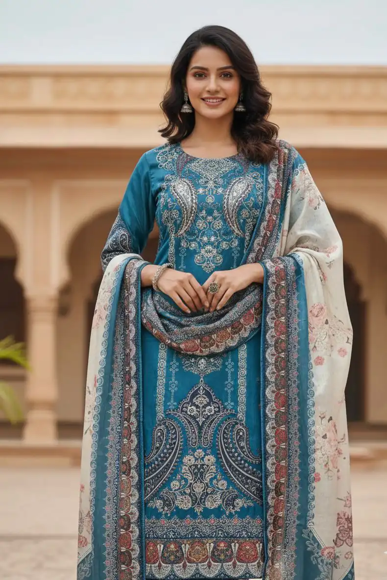 BE 438 Blue Chinon Salwar Suit Perfect for Wedding, Party, Temple Visit, Reception, Karwa Chauth – . Grab it for ₹1799. Delivery 4-6 Working Days. | Jump Suits, Salwar suit, Casual Suits, Creative suits, Designer Suits, Palazzo Suits, Party Wear Suits, Patiala Suits, Straight Suits