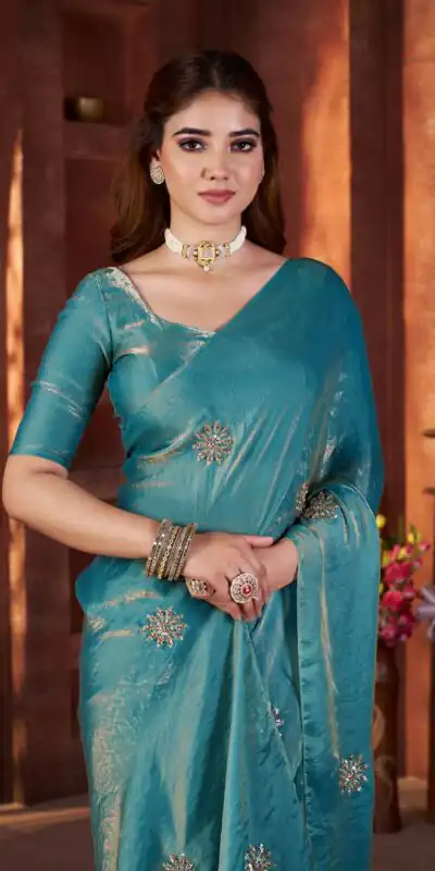 BT 3142 Blue Fandy Satin Silk Saree Perfect for Wedding, Party, Karwa Chauth, Reception, Pooja – . Festive Deal ₹1999. Delivery 4-6 Working Days. | Designer Sarees, Sarees, Bollywood Sarees, Creative Sarees, Embroidered Sarees, Ethnic Saree, Modern Digital sarees, Party Wear Sarees