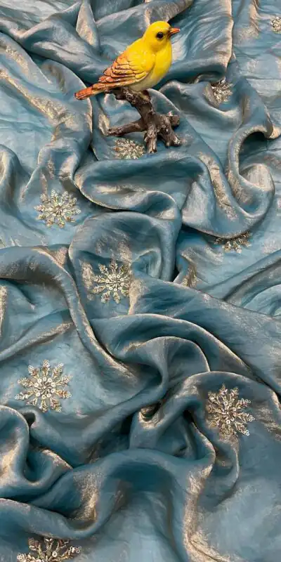 BT 3142 Blue Fandy Satin Silk Saree Perfect for Wedding, Party, Karwa Chauth, Reception, Pooja – . Festive Deal ₹1999. Delivery 4-6 Working Days. | Designer Sarees, Sarees, Bollywood Sarees, Creative Sarees, Embroidered Sarees, Ethnic Saree, Modern Digital sarees, Party Wear Sarees