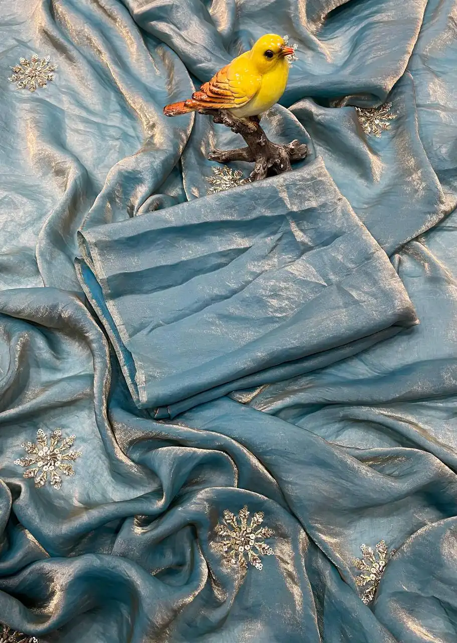 BT 3142 Blue Fandy Satin Silk Saree Perfect for Wedding, Party, Karwa Chauth, Reception, Pooja – . Festive Deal ₹1999. Delivery 4-6 Working Days. | Designer Sarees, Sarees, Bollywood Sarees, Creative Sarees, Embroidered Sarees, Ethnic Saree, Modern Digital sarees, Party Wear Sarees