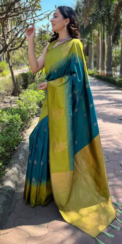KPR 221 Blue Soft Lichi Silk Saree Perfect for Wedding, Party, Raksha Bandhan, Sangeet, Eid – . Get it for ₹1449. Delivery 4-6 Working Days. | Designer Sarees, Sarees, Bollywood Sarees, Creative Sarees, Embroidered Sarees, Ethnic Saree, Modern Digital sarees, Party Wear Sarees