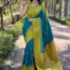 KPR 221 Blue Soft Lichi Silk Saree Perfect for Wedding, Party, Raksha Bandhan, Sangeet, Eid – . Get it for ₹1449. Delivery 4-6 Working Days. | Designer Sarees, Sarees, Bollywood Sarees, Creative Sarees, Embroidered Sarees, Ethnic Saree, Modern Digital sarees, Party Wear Sarees