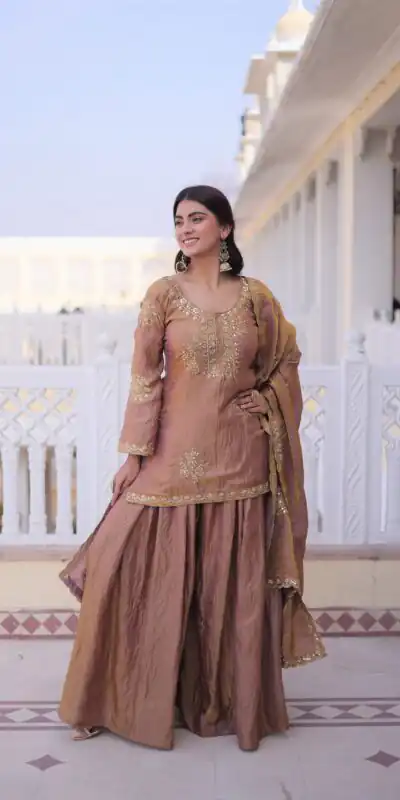 KA 1229 Brown Fendi Crush Salwar Suit Perfect for Wedding, Party, Onam, Temple Visit, Traditional Day – . Best Price ₹2399. Delivery 4-6 Working Days. | Jump Suits, Salwar suit, Casual Suits, Creative suits, Designer Suits, Palazzo Suits, Party Wear Suits, Patiala Suits, Straight Suits