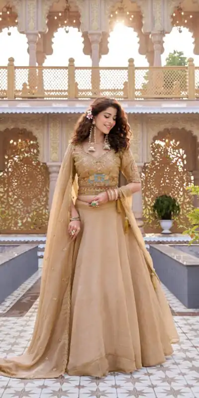 Ram 160 Chiku Color Crunchy Lehenga Choli with Embroidery Work. Online Festive Deal ₹3199. Delivery 4-6 Working Days. Shop now. | Lehenga, Bollywood Lehenga, Creative Lehenga, Designer Lehenga, Embroidered Lehenga, Party Wear Lehenga