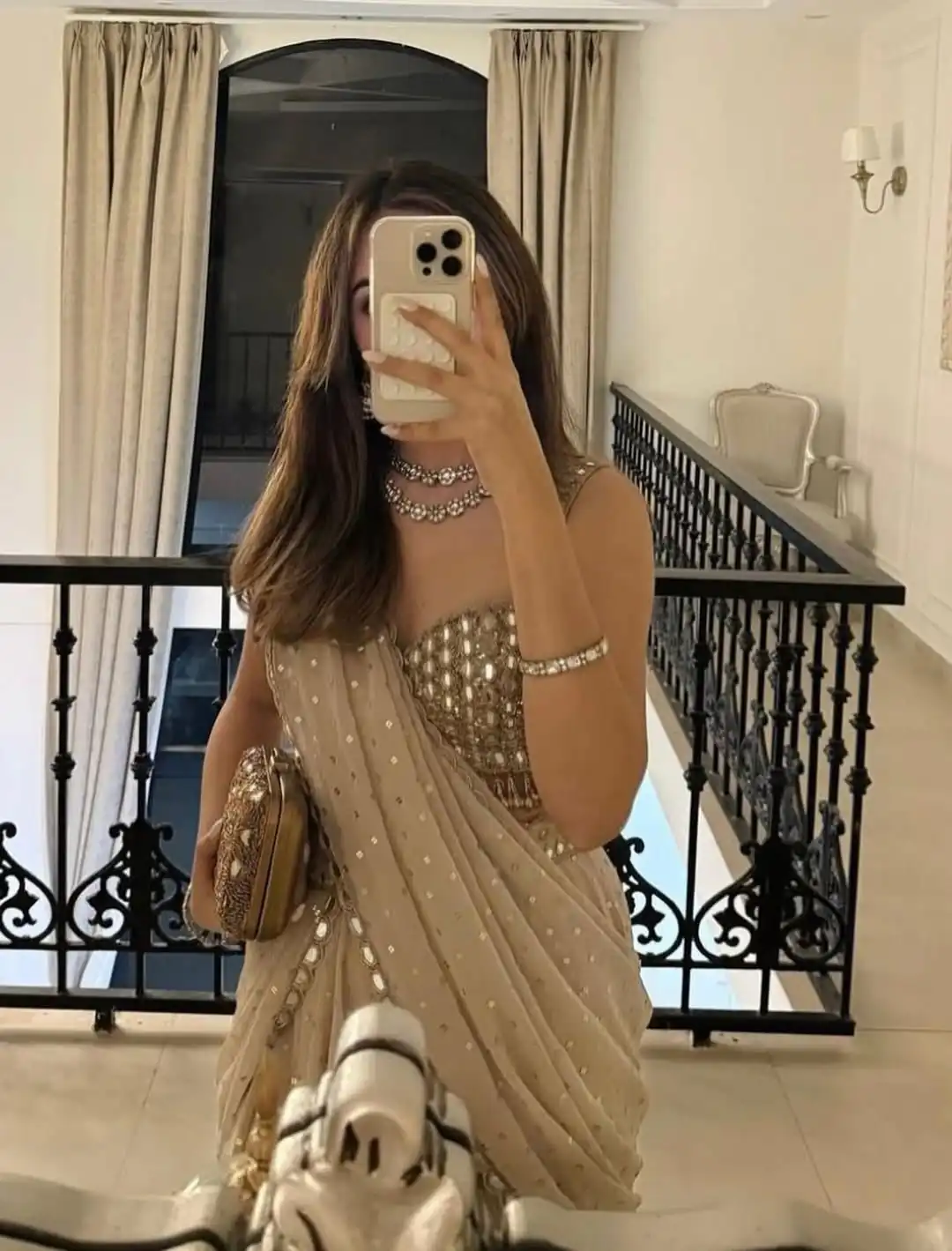 BD 1821 Chiku in Faux Georgette Mirror Work Saree . Wedding, Party, Festive, Events, Grab it for ₹2499. Delivery 4-6 Working Days. Shop now. | Designer Sarees, Sarees, Bollywood Sarees, Creative Sarees, Embroidered Sarees, Ethnic Saree, Modern Digital sarees, Party Wear Sarees