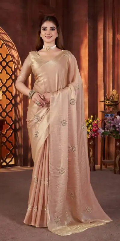 BT 3142 Cream Fandy Satin Silk Saree Perfect for Wedding, Party, Karwa Chauth, Reception, Pooja – . Festive Deal ₹1999. Delivery 4-6 Working Days. | Designer Sarees, Sarees, Bollywood Sarees, Creative Sarees, Embroidered Sarees, Ethnic Saree, Modern Digital sarees, Party Wear Sarees