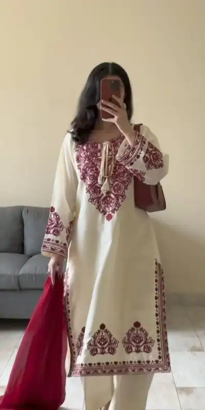 DC 108 Cream Color Natural Crep Salwar Suit with Embroidery Work. Wedding, Party, Festive, Best Price ₹1849. Delivery 4-6 Working Days. Shop now. | Jump Suits, Salwar suit, Casual Suits, Creative suits, Designer Suits, Palazzo Suits, Party Wear Suits, Patiala Suits, Straight Suits