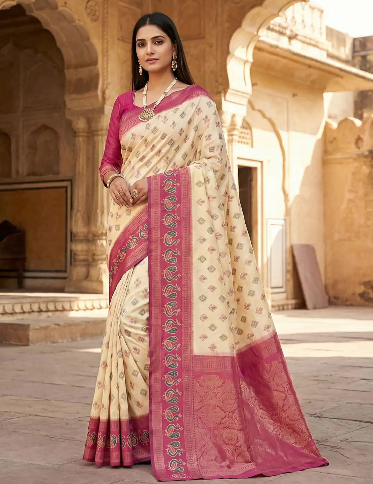 MB 6134 Cream in Color Pochampalli Silk Lace Work & Zari Work Saree . Get it for ₹2099. Delivery 4-6 Working Days. Shop now. | Designer Sarees, Sarees, Bollywood Sarees, Creative Sarees, Embroidered Sarees, Ethnic Saree, Modern Digital sarees, Party Wear Sarees