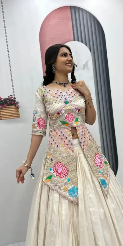 PC 557 Cream Simar Cosmos Lehenga Choli Perfect for Wedding, Party, Lohri, Baby Shower, Housewarming – . Introductory Price ₹2649. Delivery 4-6 Workin | Lehenga, Bollywood Lehenga, Creative Lehenga, Designer Lehenga, Embroidered Lehenga, Party Wear Lehenga