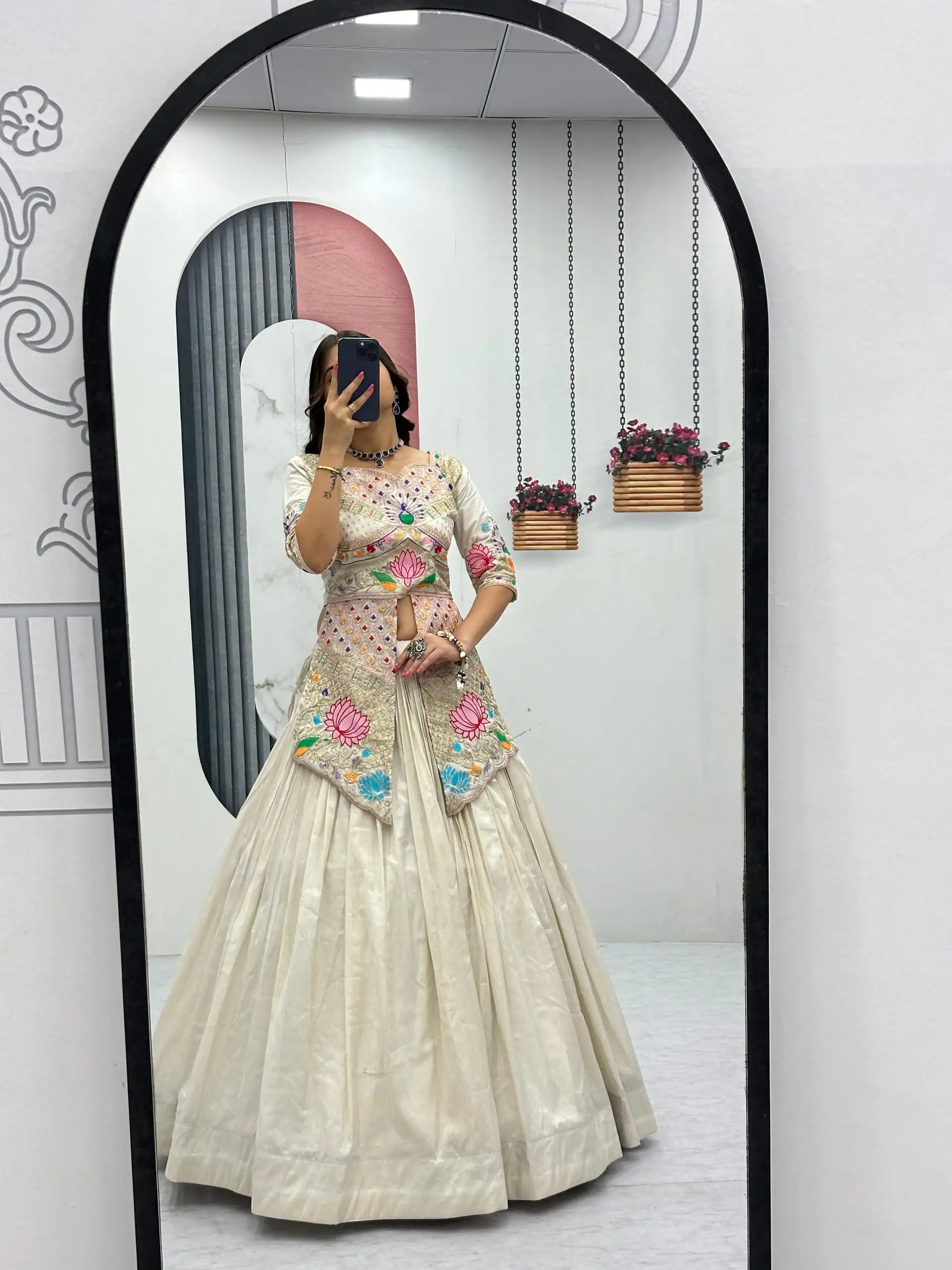 PC 557 Cream Simar Cosmos Lehenga Choli Perfect for Wedding, Party, Lohri, Baby Shower, Housewarming – . Introductory Price ₹2649. Delivery 4-6 Workin | Lehenga, Bollywood Lehenga, Creative Lehenga, Designer Lehenga, Embroidered Lehenga, Party Wear Lehenga