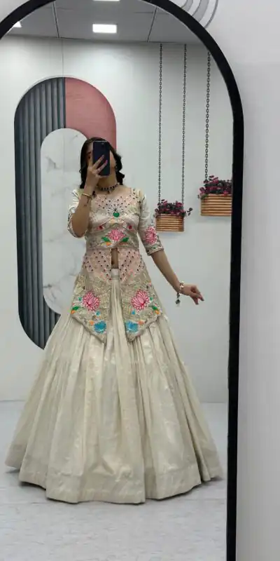 PC 557 Cream Simar Cosmos Lehenga Choli Perfect for Wedding, Party, Lohri, Baby Shower, Housewarming – . Introductory Price ₹2649. Delivery 4-6 Workin | Lehenga, Bollywood Lehenga, Creative Lehenga, Designer Lehenga, Embroidered Lehenga, Party Wear Lehenga