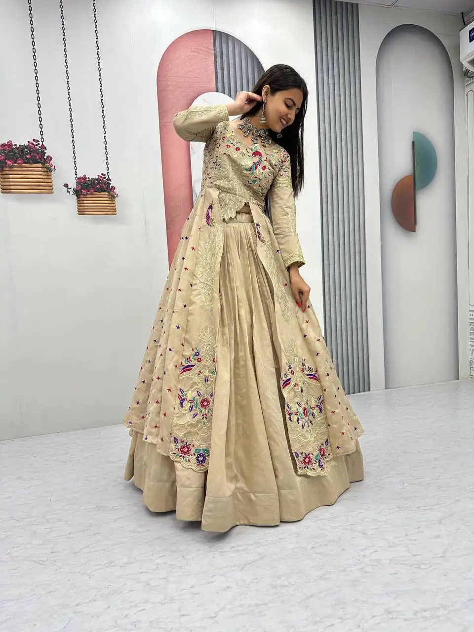 PC 528 Cream Color Vichitra Sequence Work Lehenga Choli Designer Work. Grab it for ₹2649. Delivery 4-6 Working Days. Shop now. | Lehenga, Bollywood Lehenga, Creative Lehenga, Designer Lehenga, Embroidered Lehenga, Party Wear Lehenga
