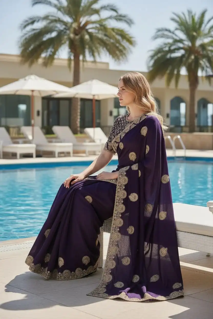 BT 442 Dark Purple in Fandy Satin Silk. Embroidery Work & Zari Work Saree Affordable Price ₹1999. Delivery 4-6 Working Days. Shop now. | Designer Sarees, Sarees, Bollywood Sarees, Creative Sarees, Embroidered Sarees, Ethnic Saree, Modern Digital sarees, Party Wear Sarees