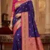 MB 18 Dark Purple in Color Meenakari Zari Work & Lace Work Saree work. Exclusive Offer ₹2399. Delivery 4-6 Working Days. Shop now. | Designer Sarees, Sarees, Bollywood Sarees, Creative Sarees, Embroidered Sarees, Ethnic Saree, Modern Digital sarees, Party Wear Sarees