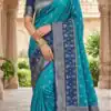 MB 6140 Firozi in Color Pochampalli Silk Lace Work & Zari Work Saree . Get it for ₹2049. Delivery 4-6 Working Days. Shop now. | Designer Sarees, Sarees, Bollywood Sarees, Creative Sarees, Embroidered Sarees, Ethnic Saree, Modern Digital sarees, Party Wear Sarees