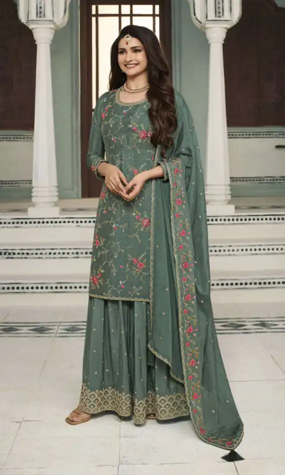 FC AVANTI 66301 Green Chinon Salwar Suit Perfect for Wedding, Party, Traditional Day, Durga Puja, Makar Sankranti – . Get it for ₹3049. Delivery 4-6 Wor | Jump Suits, Salwar suit, Casual Suits, Creative suits, Designer Suits, Palazzo Suits, Party Wear Suits, Patiala Suits, Straight Suits