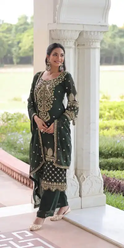 KA 1219 Green Faux Blooming Salwar SuitPerfect for Wedding, Party, Pongal, Baisakhi, Housewarming – . Now at just ₹2149. Delivery 4-6 Working Days. | Jump Suits, Salwar suit, Casual Suits, Creative suits, Designer Suits, Palazzo Suits, Party Wear Suits, Patiala Suits, Straight Suits