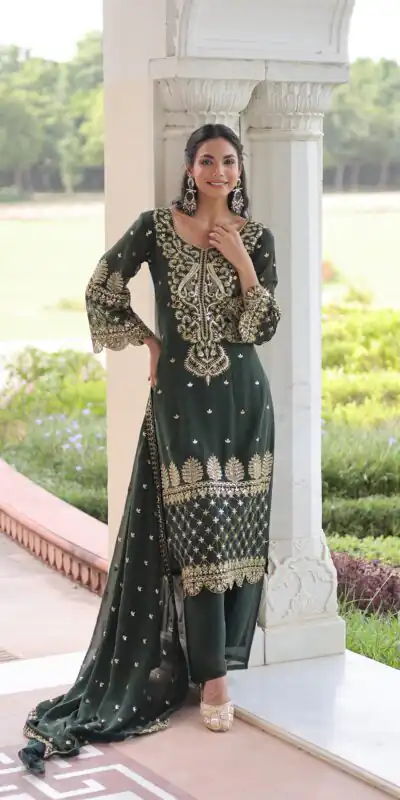 KA 1219 Green Faux Blooming Salwar SuitPerfect for Wedding, Party, Pongal, Baisakhi, Housewarming – . Now at just ₹2149. Delivery 4-6 Working Days. | Jump Suits, Salwar suit, Casual Suits, Creative suits, Designer Suits, Palazzo Suits, Party Wear Suits, Patiala Suits, Straight Suits