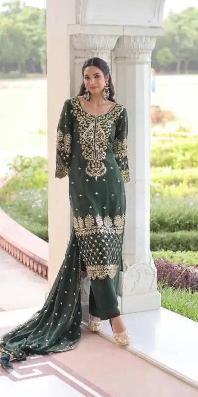 KA 1219 Green Faux Blooming Salwar SuitPerfect for Wedding, Party, Pongal, Baisakhi, Housewarming – . Now at just ₹2149. Delivery 4-6 Working Days. | Jump Suits, Salwar suit, Casual Suits, Creative suits, Designer Suits, Palazzo Suits, Party Wear Suits, Patiala Suits, Straight Suits