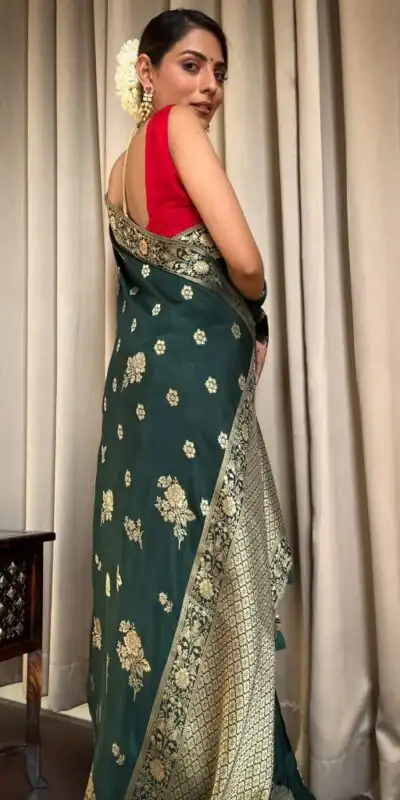 KPR 226 Green Soft Lichi Silk Saree Perfect for Wedding, Party, Raksha Bandhan, Sangeet, Eid – . Get it for ₹1399. Delivery 4-6 Working Days. | Designer Sarees, Sarees, Bollywood Sarees, Creative Sarees, Embroidered Sarees, Ethnic Saree, Modern Digital sarees, Party Wear Sarees