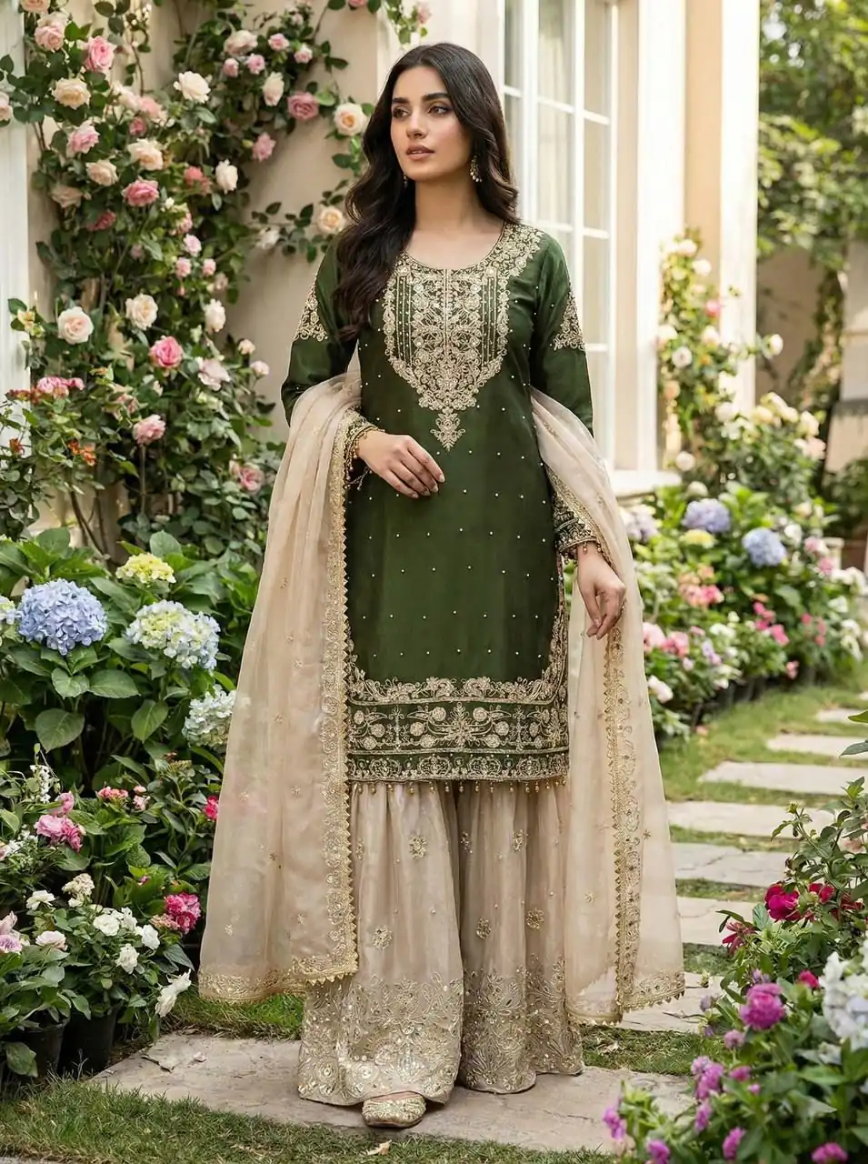 SR 1694 Green Organza Silk Salwar Suit with Embroidery Work & Lace Work. Exclusive Offer ₹1999. Delivery 4-6 Working Days. Shop now. | Jump Suits, Salwar suit, Casual Suits, Creative suits, Designer Suits, Palazzo Suits, Party Wear Suits, Patiala Suits, Straight Suits