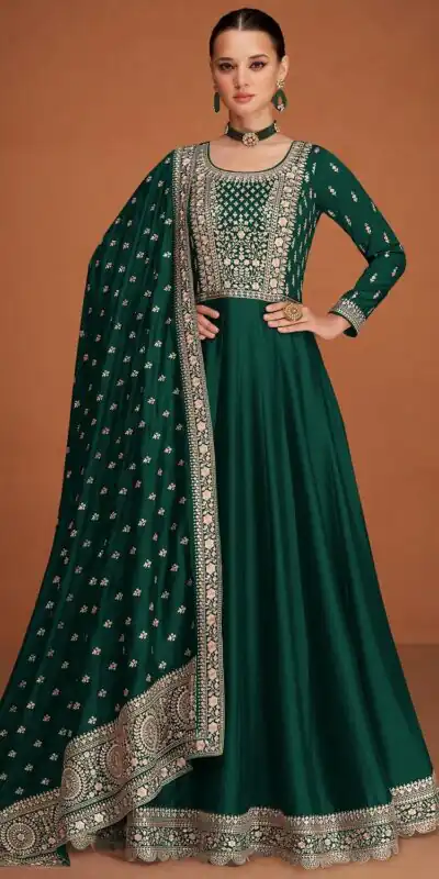 FC 9577 Green Color Vichitra Salwar Suit with Embroidery Work. Available at ₹2649 only. Delivery 4-6 Working Days. Shop now. | Jump Suits, Salwar suit, Casual Suits, Creative suits, Designer Suits, Palazzo Suits, Party Wear Suits, Patiala Suits, Straight Suits