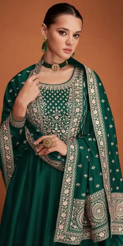 FC 9577 Green Color Vichitra Salwar Suit with Embroidery Work. Available at ₹2649 only. Delivery 4-6 Working Days. Shop now. | Jump Suits, Salwar suit, Casual Suits, Creative suits, Designer Suits, Palazzo Suits, Party Wear Suits, Patiala Suits, Straight Suits