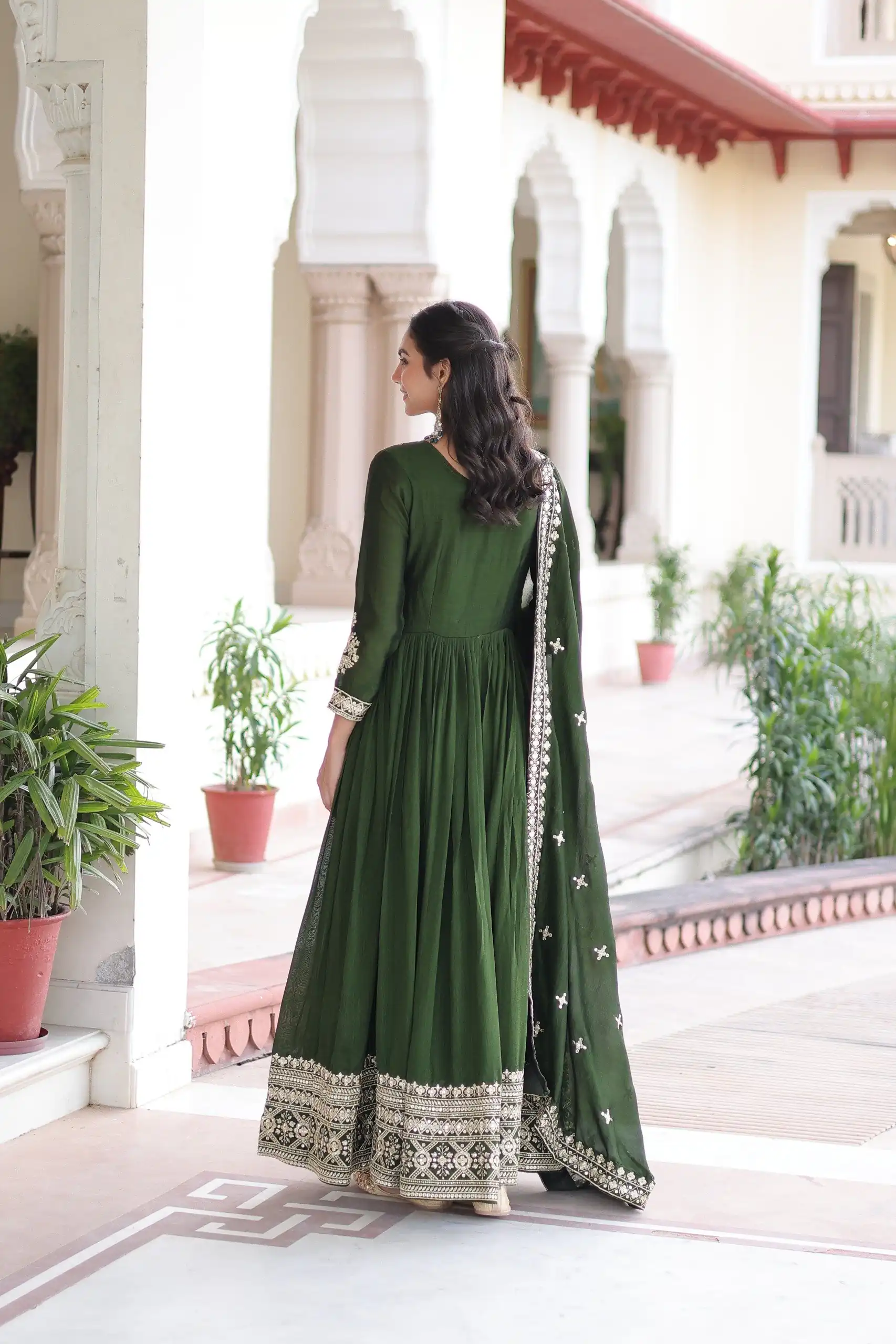 KA 1215 Green Vichitra Silk Gown Perfect for Wedding, Party, Holi, Anniversary, Mehendi –. Grab it for ₹2449. Delivery 4-6 Working Days. Shop now. | Gowns, Bollywood Gowns, Creative Gowns, Designer Gowns, Embroidered Gowns, Party Wear Gowns