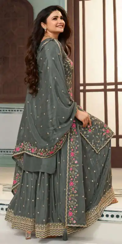 FC AVANTI 66301 Grey Chinon Salwar Suit Perfect for Wedding, Party, Traditional Day, Durga Puja, Makar Sankranti – . Get it for ₹3049. Delivery 4-6 Wor | Jump Suits, Salwar suit, Casual Suits, Creative suits, Designer Suits, Palazzo Suits, Party Wear Suits, Patiala Suits, Straight Suits