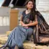 KPR 221 Grey Soft Lichi Silk Saree Perfect for Wedding, Party, Raksha Bandhan, Sangeet, Eid – . Get it for ₹1449. Delivery 4-6 Working Days. | Designer Sarees, Sarees, Bollywood Sarees, Creative Sarees, Embroidered Sarees, Ethnic Saree, Modern Digital sarees, Party Wear Sarees