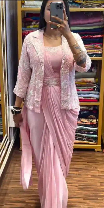 BB 58 Light Pink Chinon Silk Saree Perfect for Wedding, Party, Engagement, Baby Shower, Sangeet – . Available at ₹1999 only. Delivery 4-6 Working Day | Designer Sarees, Sarees, Bollywood Sarees, Creative Sarees, Embroidered Sarees, Ethnic Saree, Modern Digital sarees, Party Wear Sarees