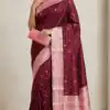 MB 3325 Maroon in Color Banarasi Silk Zari Work & Lace Work Saree . Now at just ₹1949. Delivery 4-6 Working Days. Shop now. | Designer Sarees, Sarees, Bollywood Sarees, Creative Sarees, Embroidered Sarees, Ethnic Saree, Modern Digital sarees, Party Wear Sarees