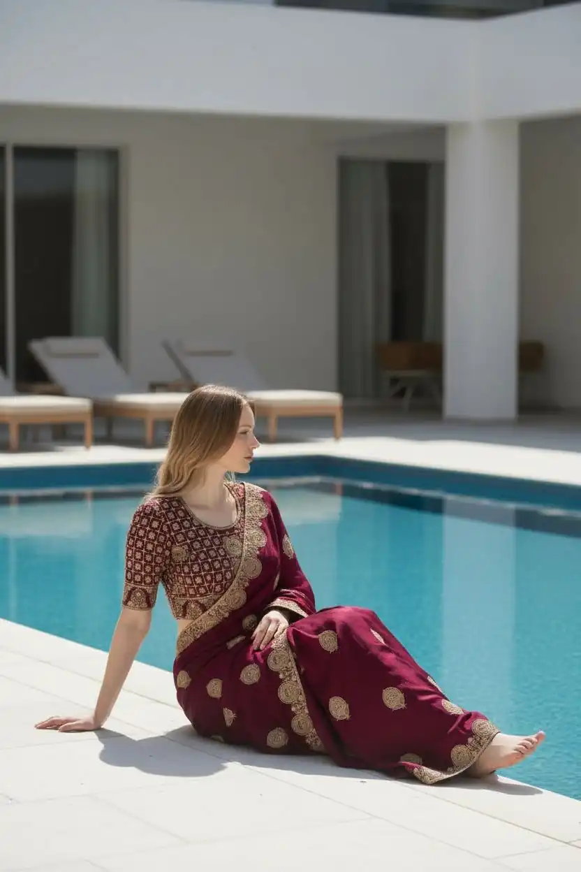 BT 442 Maroon in Fandy Satin Silk. Embroidery Work & Zari Work Saree Affordable Price ₹1999. Delivery 4-6 Working Days. Shop now. | Designer Sarees, Sarees, Bollywood Sarees, Creative Sarees, Embroidered Sarees, Ethnic Saree, Modern Digital sarees, Party Wear Sarees