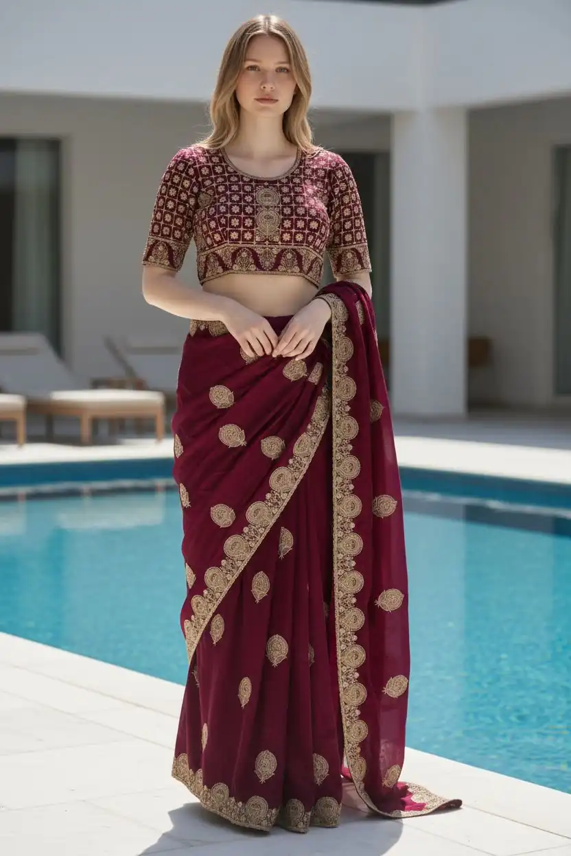 BT 442 Maroon in Fandy Satin Silk. Embroidery Work & Zari Work Saree Affordable Price ₹1999. Delivery 4-6 Working Days. Shop now. | Designer Sarees, Sarees, Bollywood Sarees, Creative Sarees, Embroidered Sarees, Ethnic Saree, Modern Digital sarees, Party Wear Sarees