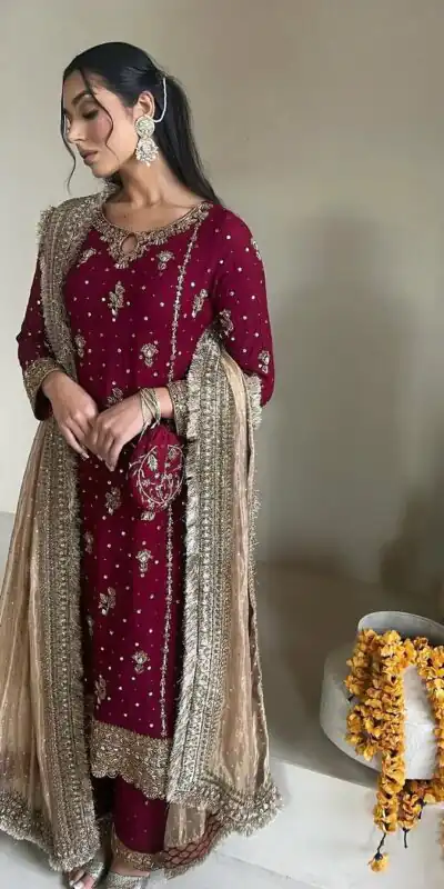 SR 1665 Maroon Color Faux Georgette Salwar Suit with Embroidery Work. Best Price ₹2049. Delivery 4-6 Working Days. Shop now. | Jump Suits, Salwar suit, Casual Suits, Creative suits, Designer Suits, Palazzo Suits, Party Wear Suits, Patiala Suits, Straight Suits