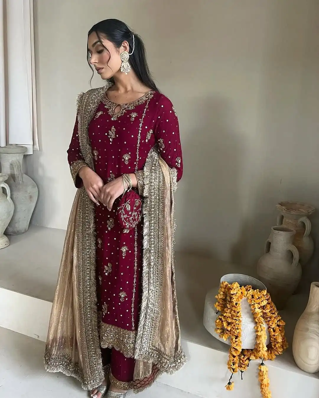 SR 1665 Maroon Color Faux Georgette Salwar Suit with Embroidery Work. Best Price ₹2049. Delivery 4-6 Working Days. Shop now. | Jump Suits, Salwar suit, Casual Suits, Creative suits, Designer Suits, Palazzo Suits, Party Wear Suits, Patiala Suits, Straight Suits