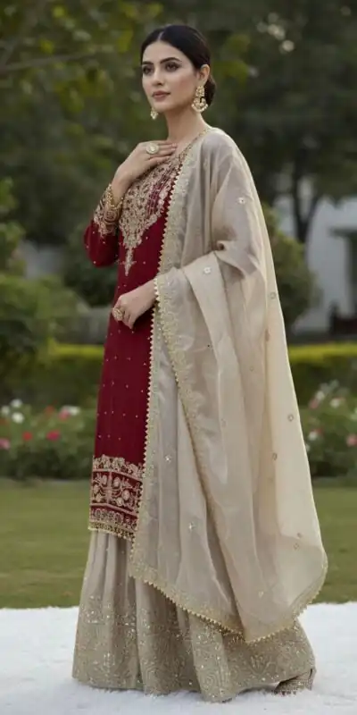 SR 1694 Maroon Organza Silk Salwar Suit with Embroidery Work & Lace Work. Exclusive Offer ₹1999. Delivery 4-6 Working Days. Shop now. | Jump Suits, Salwar suit, Casual Suits, Creative suits, Designer Suits, Palazzo Suits, Party Wear Suits, Patiala Suits, Straight Suits