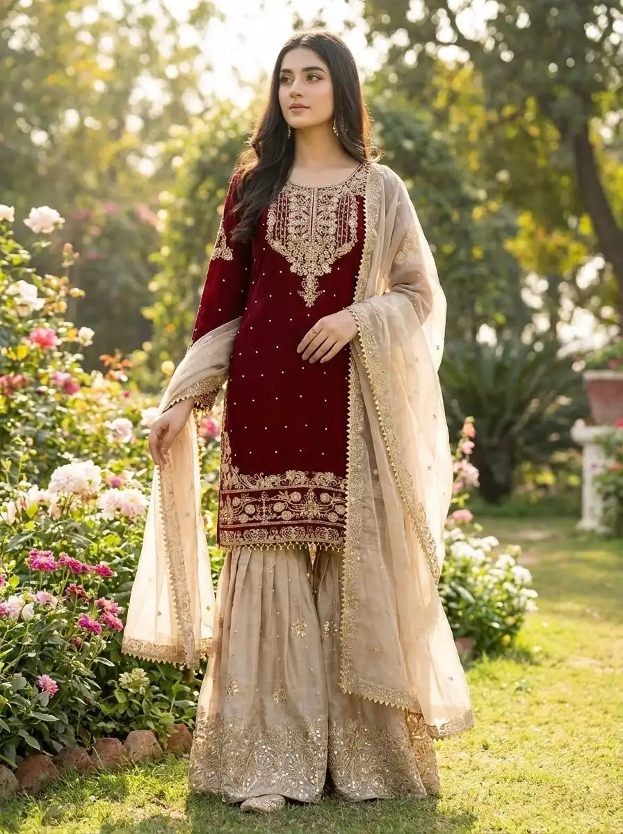 SR 1694 Maroon Organza Silk Salwar Suit with Embroidery Work & Lace Work. Exclusive Offer ₹1999. Delivery 4-6 Working Days. Shop now. | Jump Suits, Salwar suit, Casual Suits, Creative suits, Designer Suits, Palazzo Suits, Party Wear Suits, Patiala Suits, Straight Suits