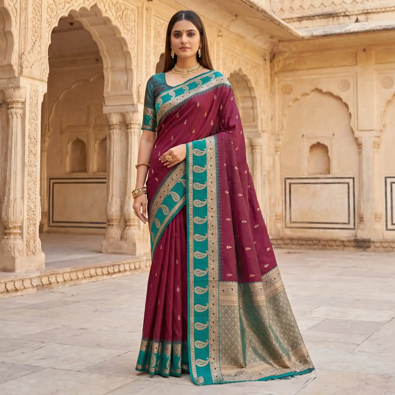 MB 187 Maroon in Soft Banarasi Zari Work & Lace Work Saree . Available at ₹2049 only. Delivery 4-6 Working Days. Shop now. | Designer Sarees, Sarees, Bollywood Sarees, Creative Sarees, Embroidered Sarees, Ethnic Saree, Modern Digital sarees, Party Wear Sarees