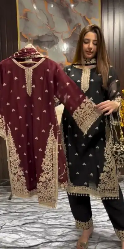 LG 2059 Maroon Color Zimmy Choo Salwar Suit with Embroidery Work. Wedding, Party, Festive, Events, Grab it for ₹2399. Delivery 4-6 Working Days. Shop now. | Jump Suits, Salwar suit, Casual Suits, Creative suits, Designer Suits, Palazzo Suits, Party Wear Suits, Patiala Suits, Straight Suits