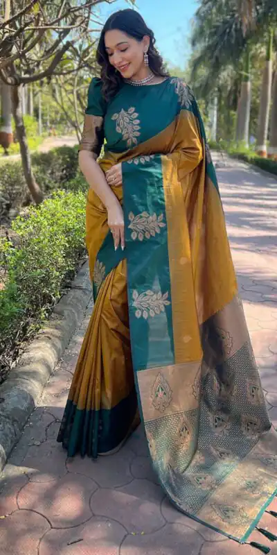 KPR 221 Mustered Soft Lichi Silk Saree Perfect for Wedding, Party, Raksha Bandhan, Sangeet, Eid – . Get it for ₹1449. Delivery 4-6 Working Days. | Designer Sarees, Sarees, Bollywood Sarees, Creative Sarees, Embroidered Sarees, Ethnic Saree, Modern Digital sarees, Party Wear Sarees