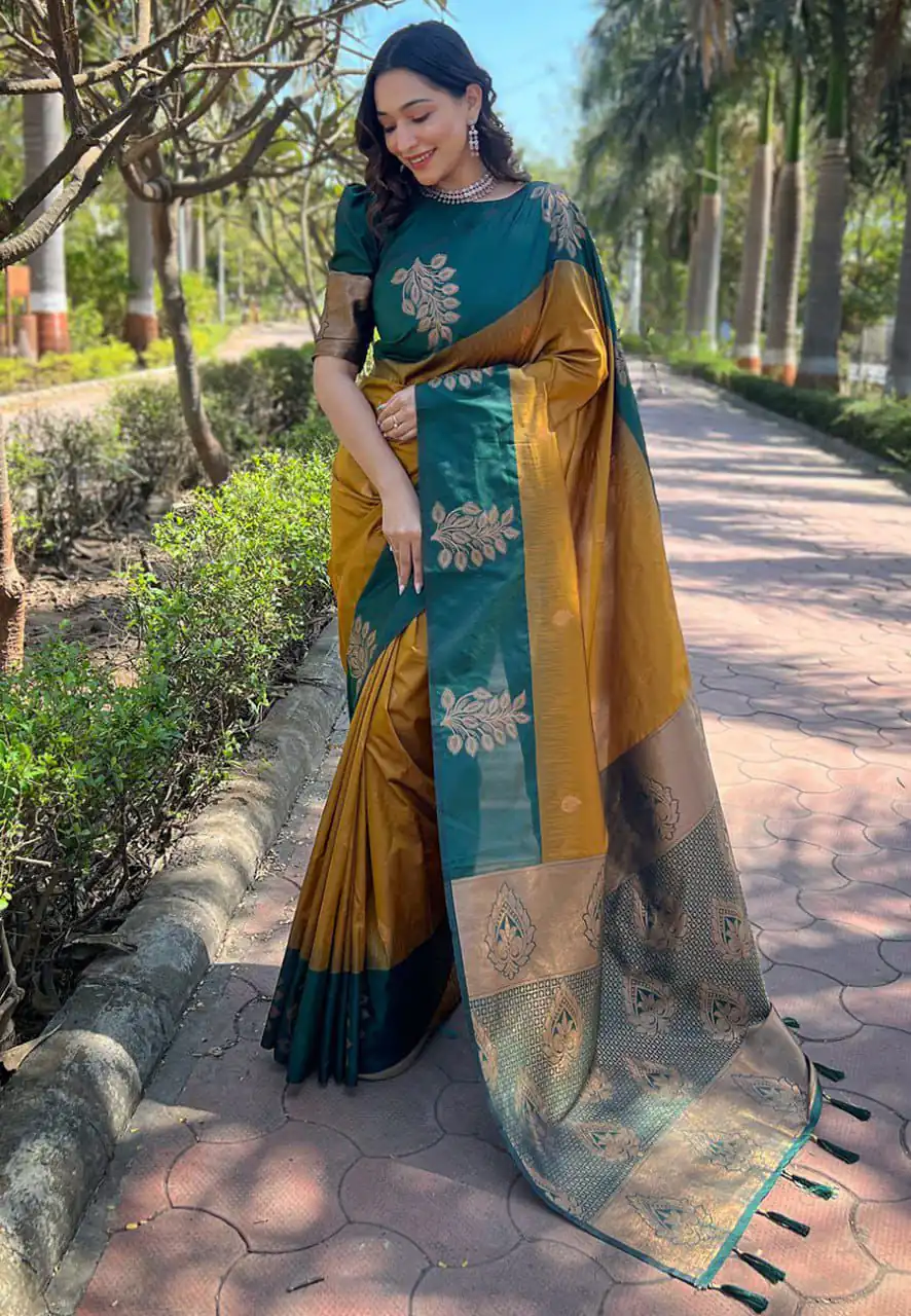 KPR 221 Mustered Soft Lichi Silk Saree Perfect for Wedding, Party, Raksha Bandhan, Sangeet, Eid – . Get it for ₹1449. Delivery 4-6 Working Days. | Designer Sarees, Sarees, Bollywood Sarees, Creative Sarees, Embroidered Sarees, Ethnic Saree, Modern Digital sarees, Party Wear Sarees