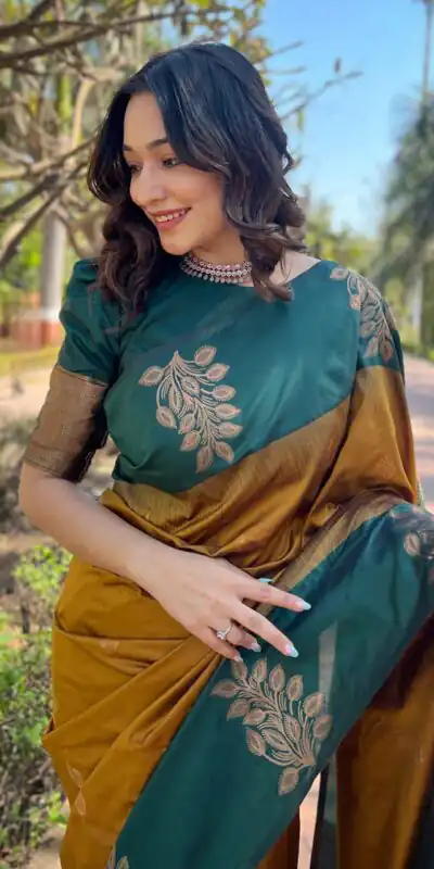 KPR 221 Mustered Soft Lichi Silk Saree Perfect for Wedding, Party, Raksha Bandhan, Sangeet, Eid – . Get it for ₹1449. Delivery 4-6 Working Days. | Designer Sarees, Sarees, Bollywood Sarees, Creative Sarees, Embroidered Sarees, Ethnic Saree, Modern Digital sarees, Party Wear Sarees