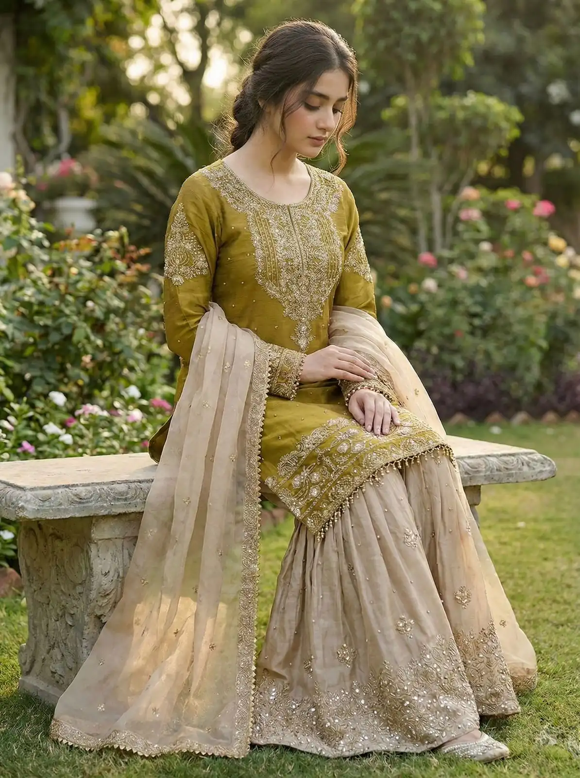 SR 1694 Mustered Organza Silk Salwar Suit with Embroidery Work & Lace Work. Exclusive Offer ₹1999. Delivery 4-6 Working Days. Shop now. | Jump Suits, Salwar suit, Casual Suits, Creative suits, Designer Suits, Palazzo Suits, Party Wear Suits, Patiala Suits, Straight Suits