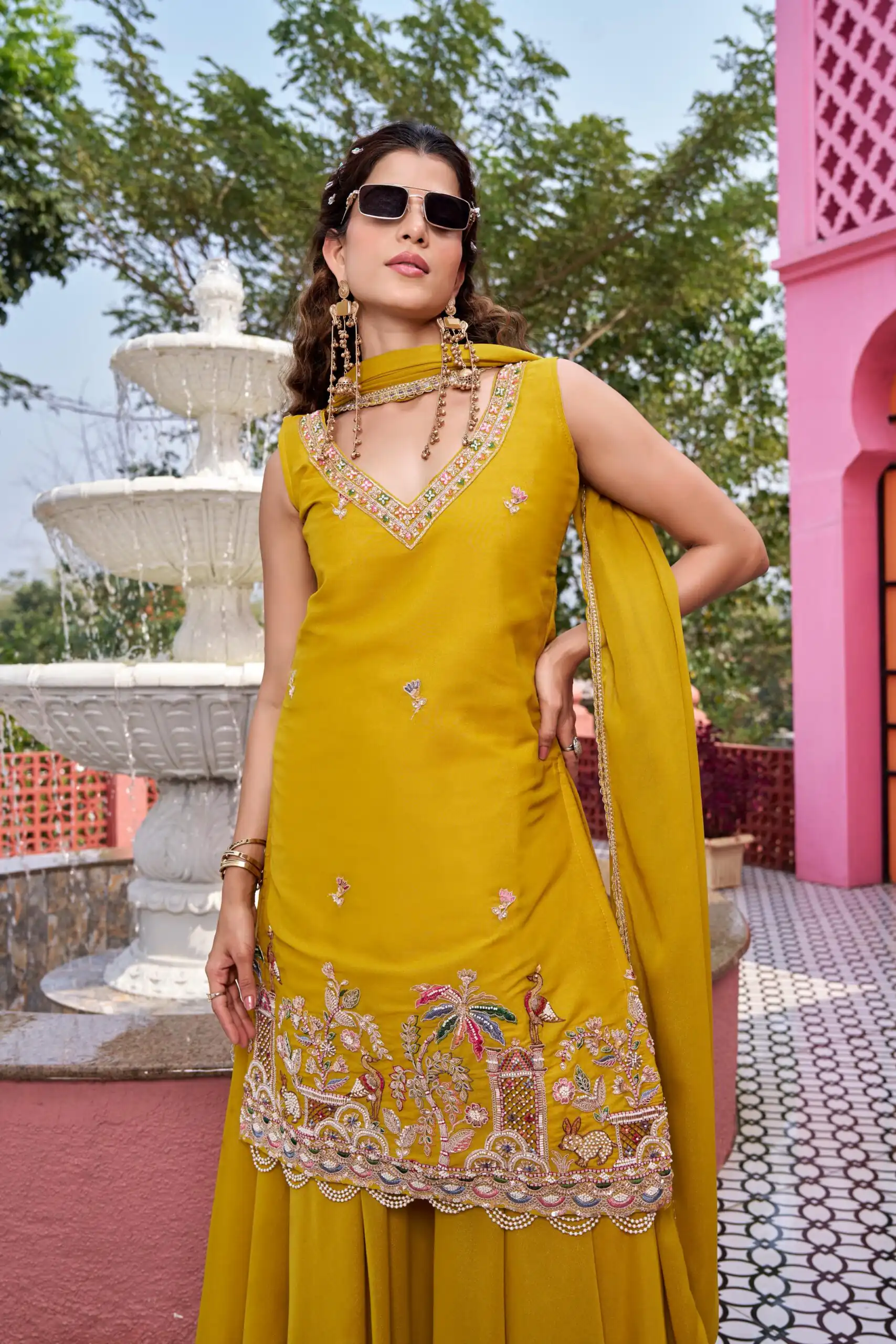 Ram 156 Mustered Star Georgette Salwar Suit with Embroidery Work. Available at ₹2649 only. Delivery 4-6 Working Days. Shop now. | Jump Suits, Salwar suit, Casual Suits, Creative suits, Designer Suits, Palazzo Suits, Party Wear Suits, Patiala Suits, Straight Suits