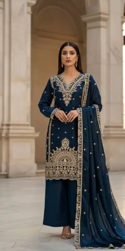 BE 444 Navy Blue Color Organza Silk Salwar Suit with Embroidery Work. Special Price ₹2099. Delivery 4-6 Working Days. Shop now. | Jump Suits, Salwar suit, Casual Suits, Creative suits, Designer Suits, Palazzo Suits, Party Wear Suits, Patiala Suits, Straight Suits