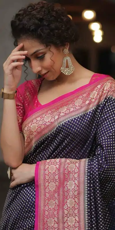 KPR 279 Navy Blue Soft Lichi Silk Saree Perfect for Wedding, Party, Raksha Bandhan, Sangeet, Eid – . Get it for ₹1349. Delivery 4-6 Working Days. | Designer Sarees, Sarees, Bollywood Sarees, Creative Sarees, Embroidered Sarees, Ethnic Saree, Modern Digital sarees, Party Wear Sarees