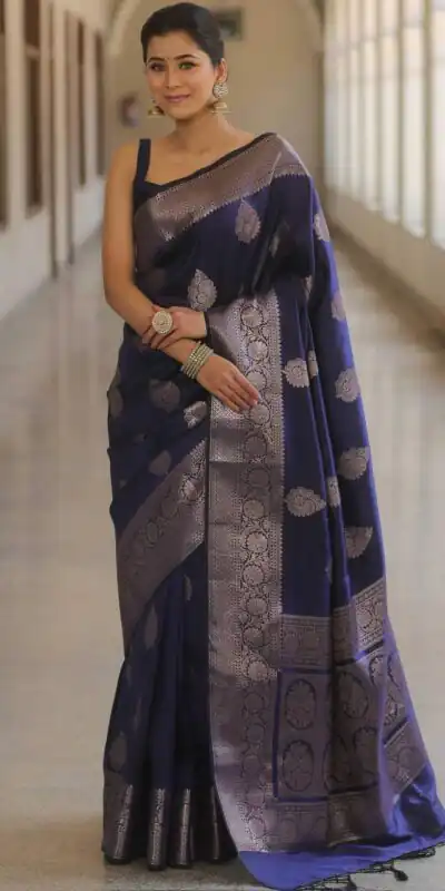 KPR 275 Navy Blue Soft Lichi Silk Saree Perfect for Wedding, Party, Raksha Bandhan, Sangeet, Eid – . Get it for ₹1349. Delivery 4-6 Working Days. | Designer Sarees, Sarees, Bollywood Sarees, Creative Sarees, Embroidered Sarees, Ethnic Saree, Modern Digital sarees, Party Wear Sarees