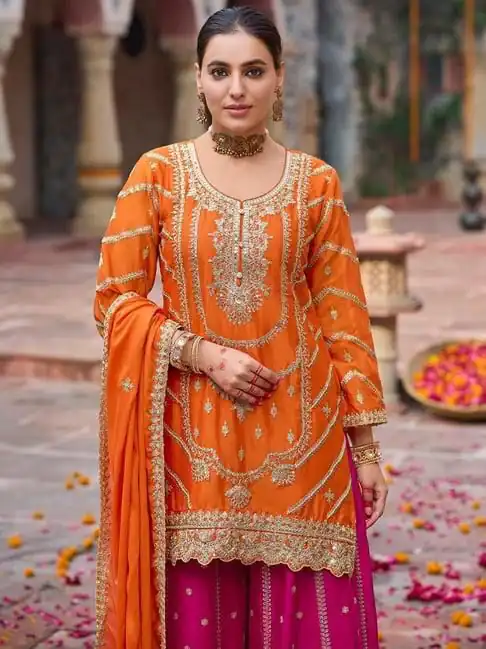 RTC 5969 Orange Chinon silk Salwar Suit Perfect for Wedding, Party, Family Gatherings, Karwa Chauth, Bridal Wear – . Available at ₹2149 only. Deliver | Jump Suits, Salwar suit, Casual Suits, Creative suits, Designer Suits, Palazzo Suits, Party Wear Suits, Patiala Suits, Straight Suits